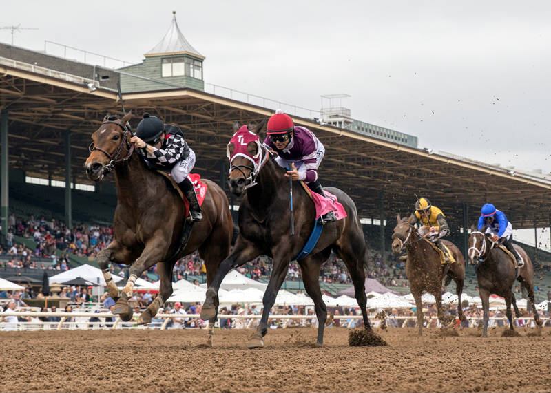 Spiced Perfection wins the $200K Evening Jewel Stakes at Santa Anita Park on April 7, 2018