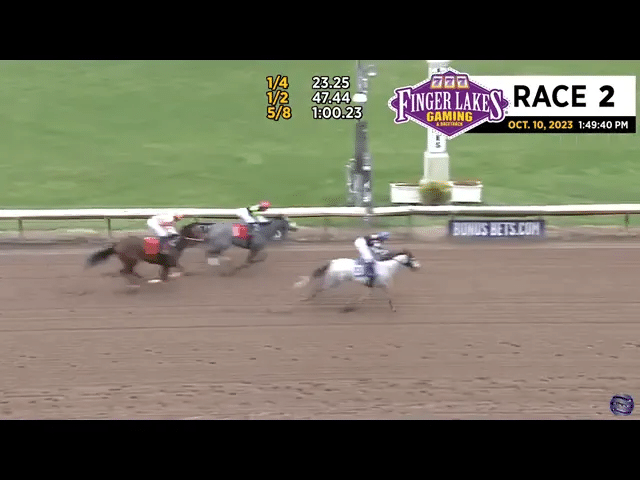Iced Mocha crossing the finish line